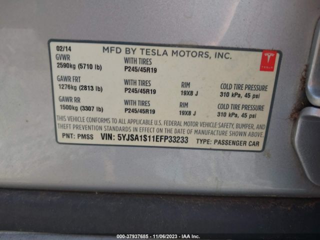 Photo 8 VIN: 5YJSA1S11EFP33233 - TESLA MODEL S 