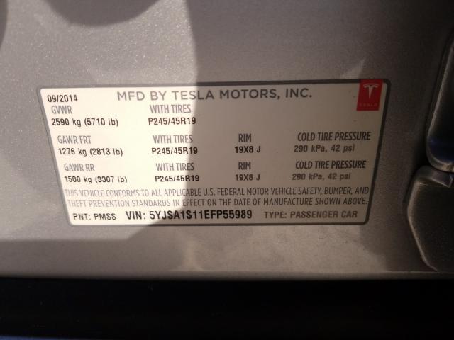 Photo 9 VIN: 5YJSA1S11EFP55989 - TESLA MODEL S 