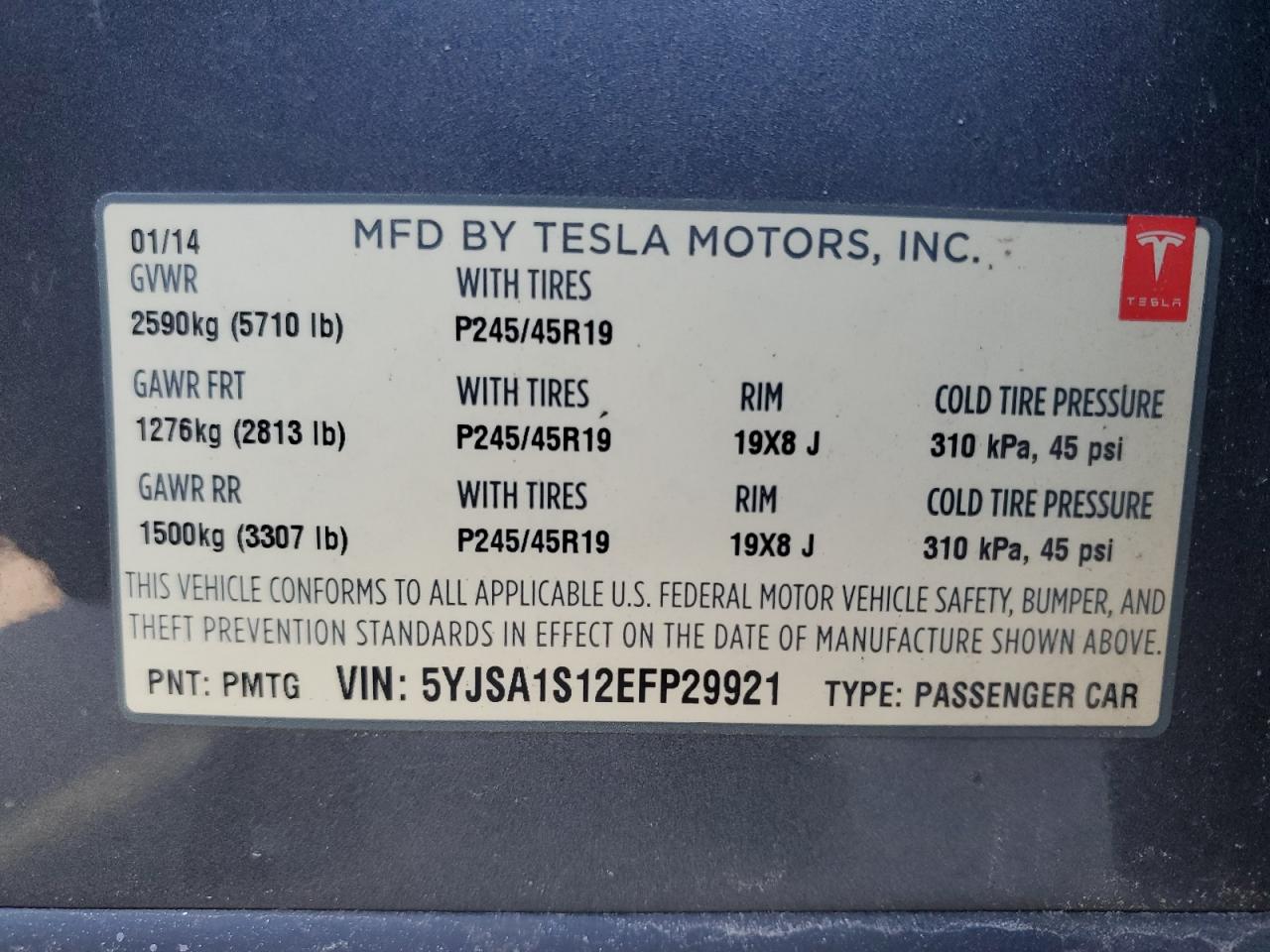 Photo 11 VIN: 5YJSA1S12EFP29921 - TESLA MODEL S 