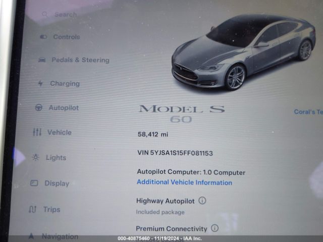 Photo 6 VIN: 5YJSA1S15FF081153 - TESLA MODEL S 