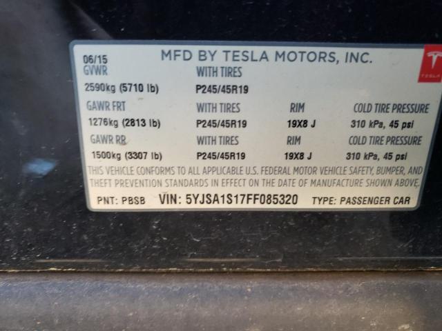 Photo 9 VIN: 5YJSA1S17FF085320 - TESLA MODEL S 70 