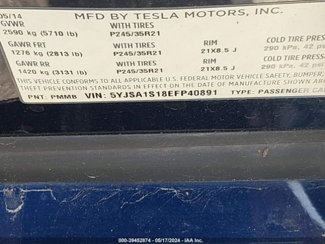 Photo 8 VIN: 5YJSA1S18EFP40891 - TESLA MODEL S 