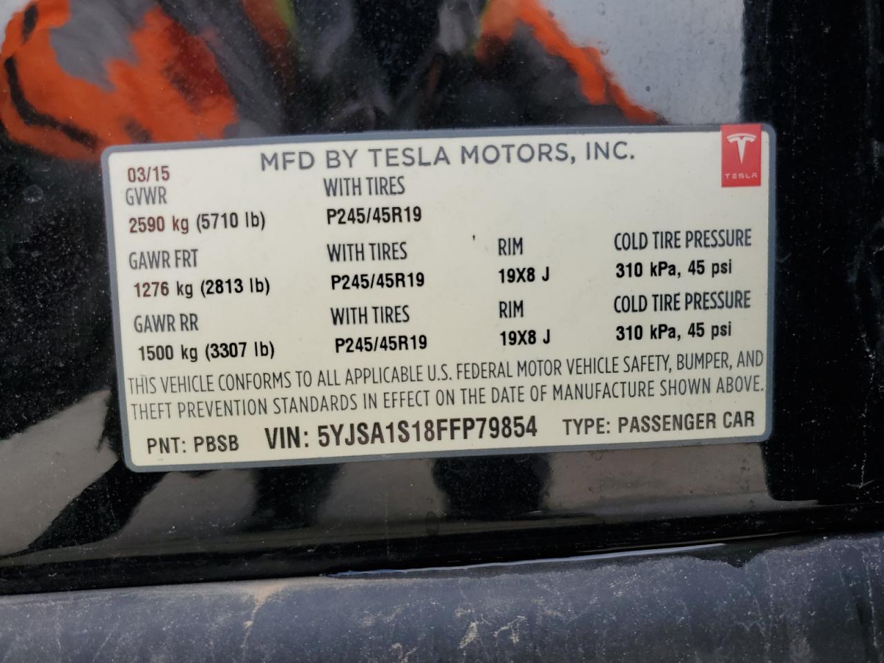 Photo 12 VIN: 5YJSA1S18FFP79854 - TESLA MODEL S 