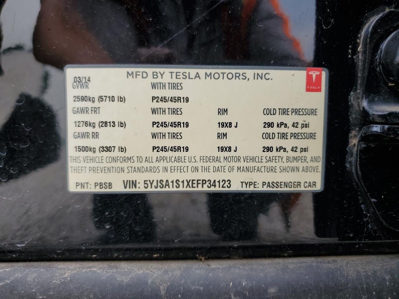 Photo 11 VIN: 5YJSA1S1XEFP34123 - TESLA MODEL S 