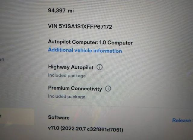 Photo 6 VIN: 5YJSA1S1XFFP67172 - TESLA MODEL S 