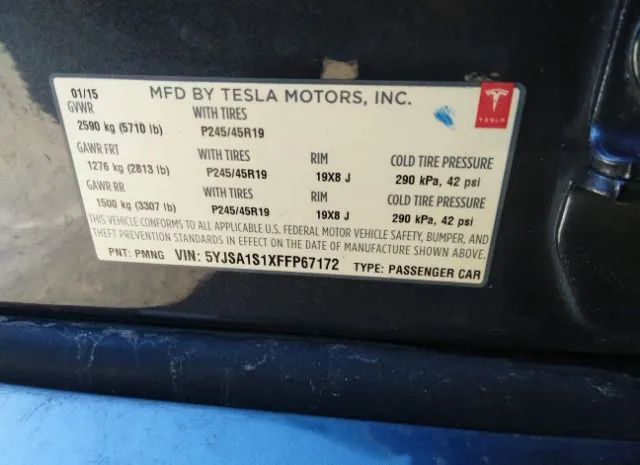 Photo 8 VIN: 5YJSA1S1XFFP67172 - TESLA MODEL S 