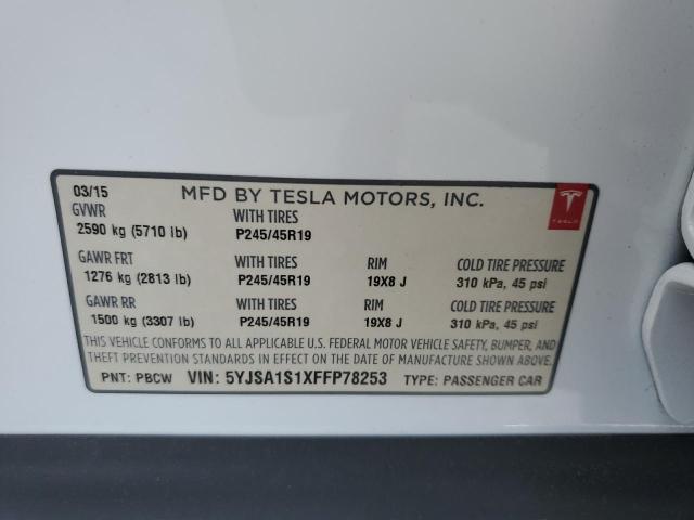 Photo 12 VIN: 5YJSA1S1XFFP78253 - TESLA MODEL S 70 