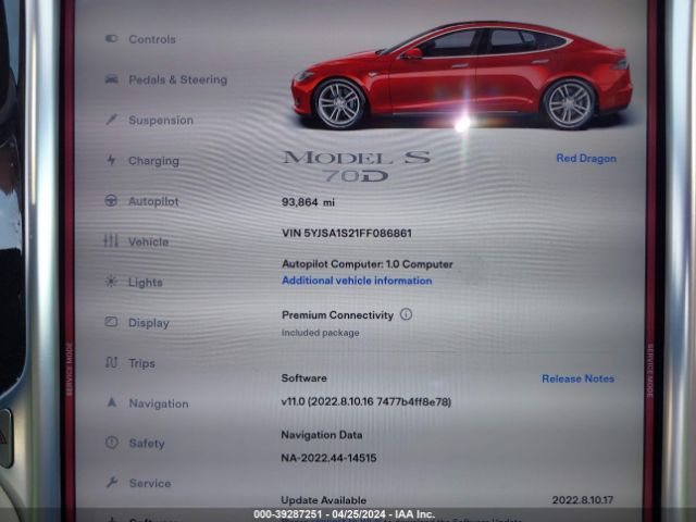 Photo 6 VIN: 5YJSA1S21FF086861 - TESLA MODEL S 