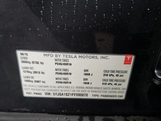 Photo 11 VIN: 5YJSA1S21FF090070 - TESLA MODEL S 