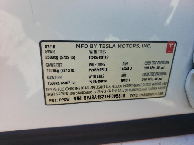 Photo 12 VIN: 5YJSA1S21FF095818 - TESLA MODEL S 70 