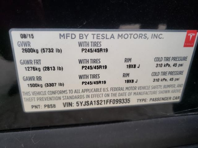 Photo 9 VIN: 5YJSA1S21FF099335 - TESLA MODEL S 70 