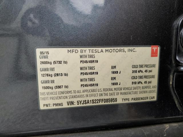 Photo 11 VIN: 5YJSA1S22FF085959 - TESLA MODEL S 