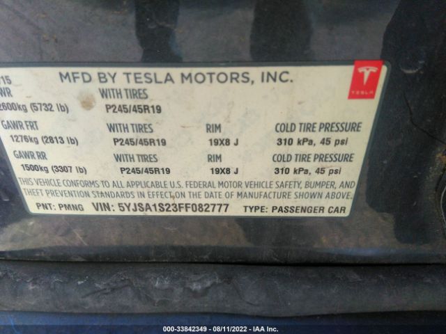 Photo 8 VIN: 5YJSA1S23FF082777 - TESLA MODEL S 