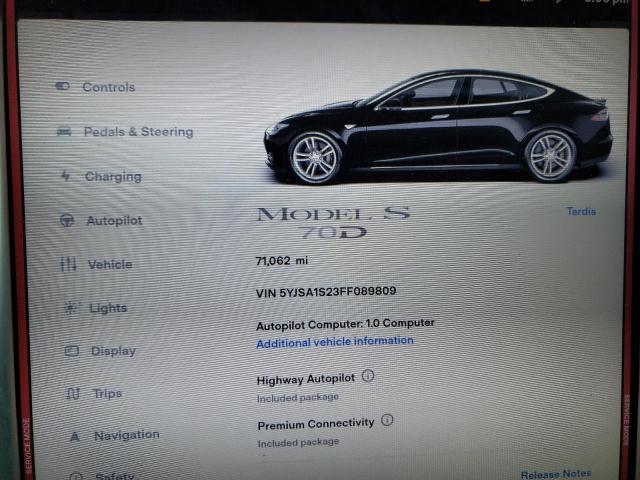 Photo 8 VIN: 5YJSA1S23FF089809 - TESLA MODEL S 70 