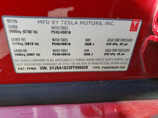 Photo 13 VIN: 5YJSA1S23FF096808 - TESLA MODEL S 70 