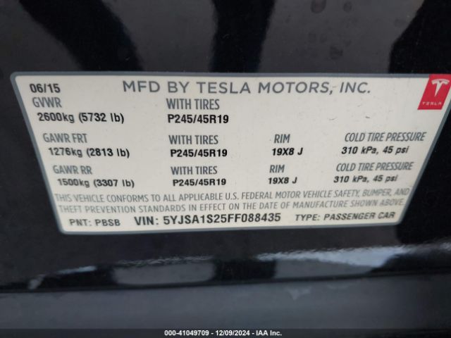 Photo 8 VIN: 5YJSA1S25FF088435 - TESLA MODEL S 