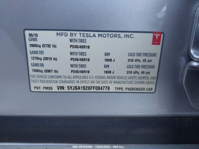 Photo 8 VIN: 5YJSA1S26FF084779 - TESLA MODEL S 