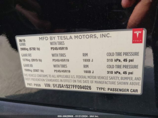 Photo 8 VIN: 5YJSA1S27FF094026 - TESLA MODEL S 