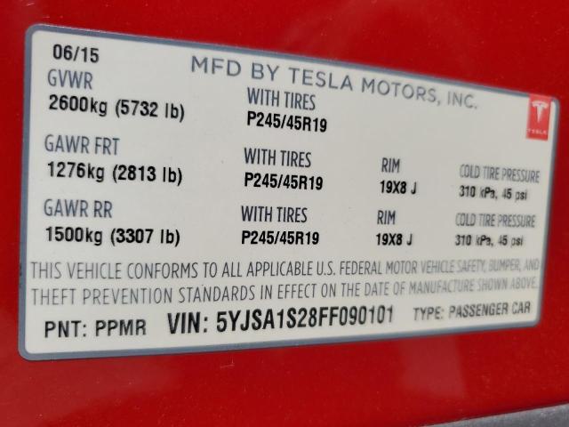 Photo 11 VIN: 5YJSA1S28FF090101 - TESLA MODEL S 70 