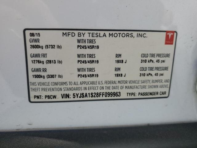 Photo 9 VIN: 5YJSA1S28FF099963 - TESLA MODEL S 