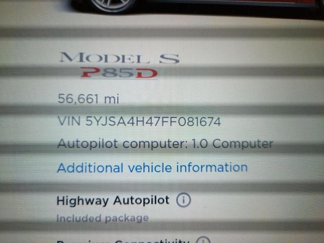 Photo 7 VIN: 5YJSA4H47FF081674 - TESLA MODEL S P8 