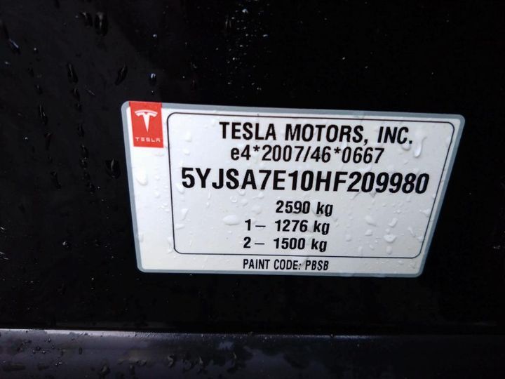 Photo 26 VIN: 5YJSA7E10HF209980 - TESLA MODEL 