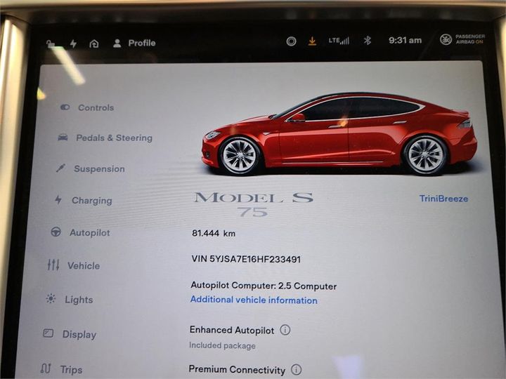 Photo 10 VIN: 5YJSA7E16HF233491 - TESLA S 