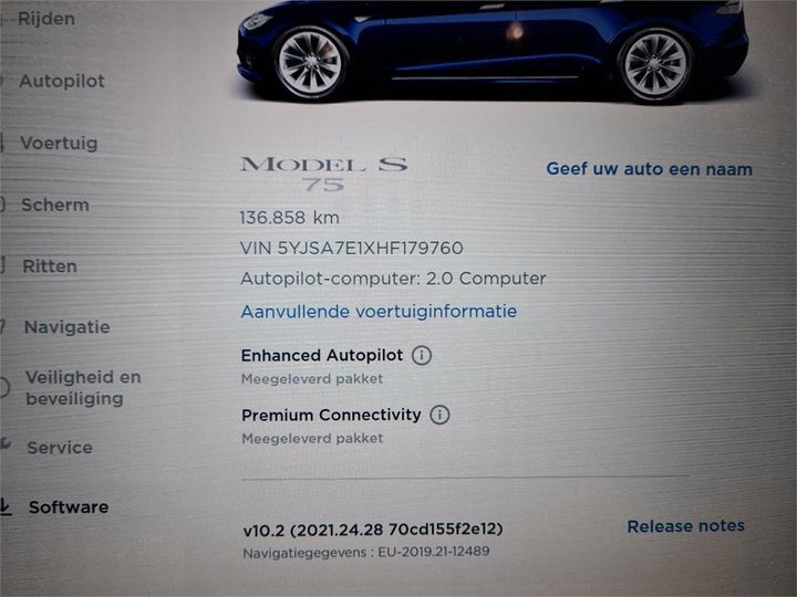 Photo 10 VIN: 5YJSA7E1XHF179760 - TESLA S 