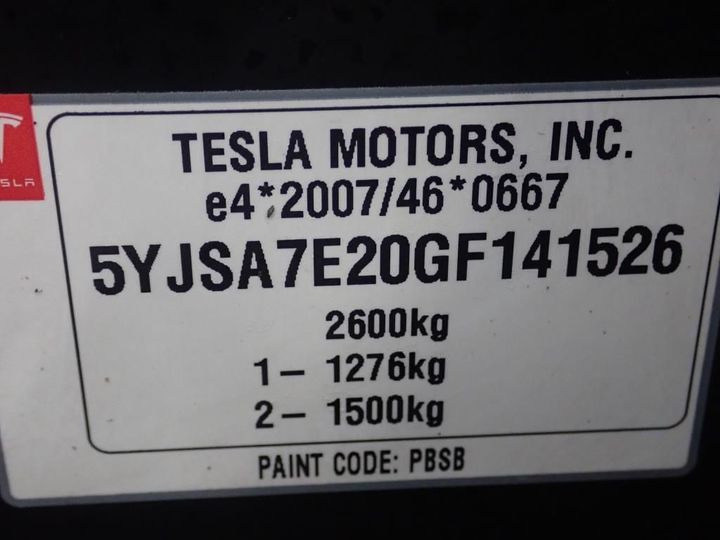 Photo 13 VIN: 5YJSA7E20GF141526 - TESLA MODEL S 