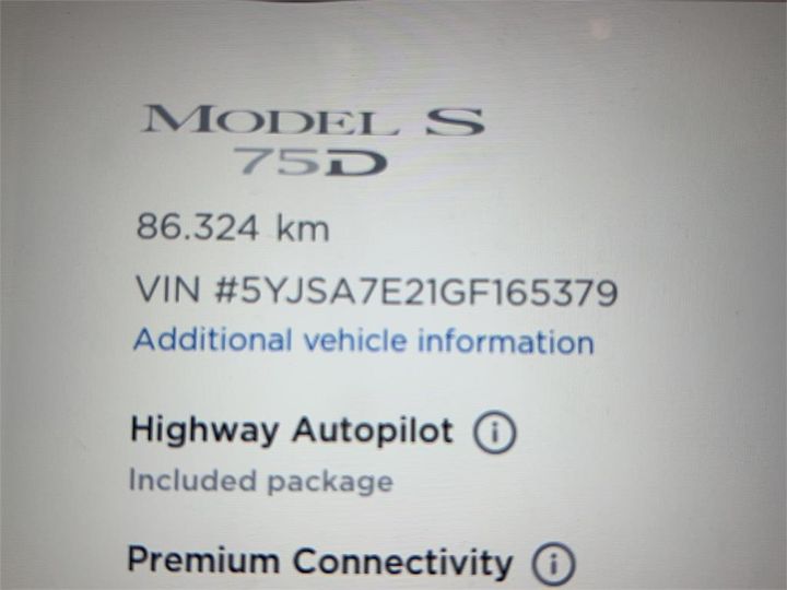 Photo 8 VIN: 5YJSA7E21GF165379 - TESLA S 