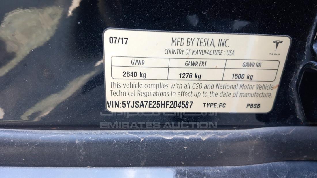 Photo 2 VIN: 5YJSA7E25HF204587 - TESLA MODEL 