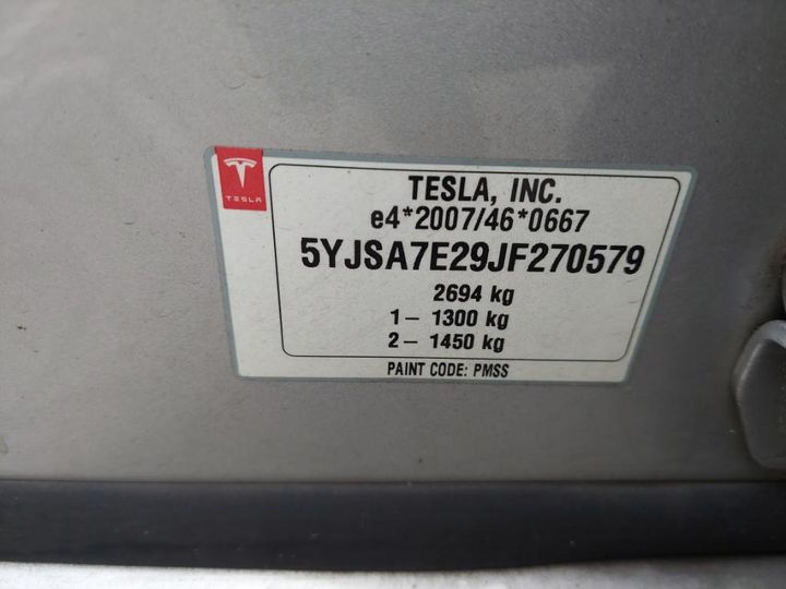 Photo 24 VIN: 5YJSA7E29JF270579 - TESLA MODEL 