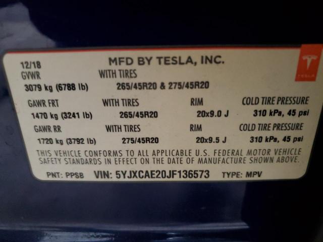 Photo 12 VIN: 5YJXCAE20JF136573 - TESLA MODEL X 