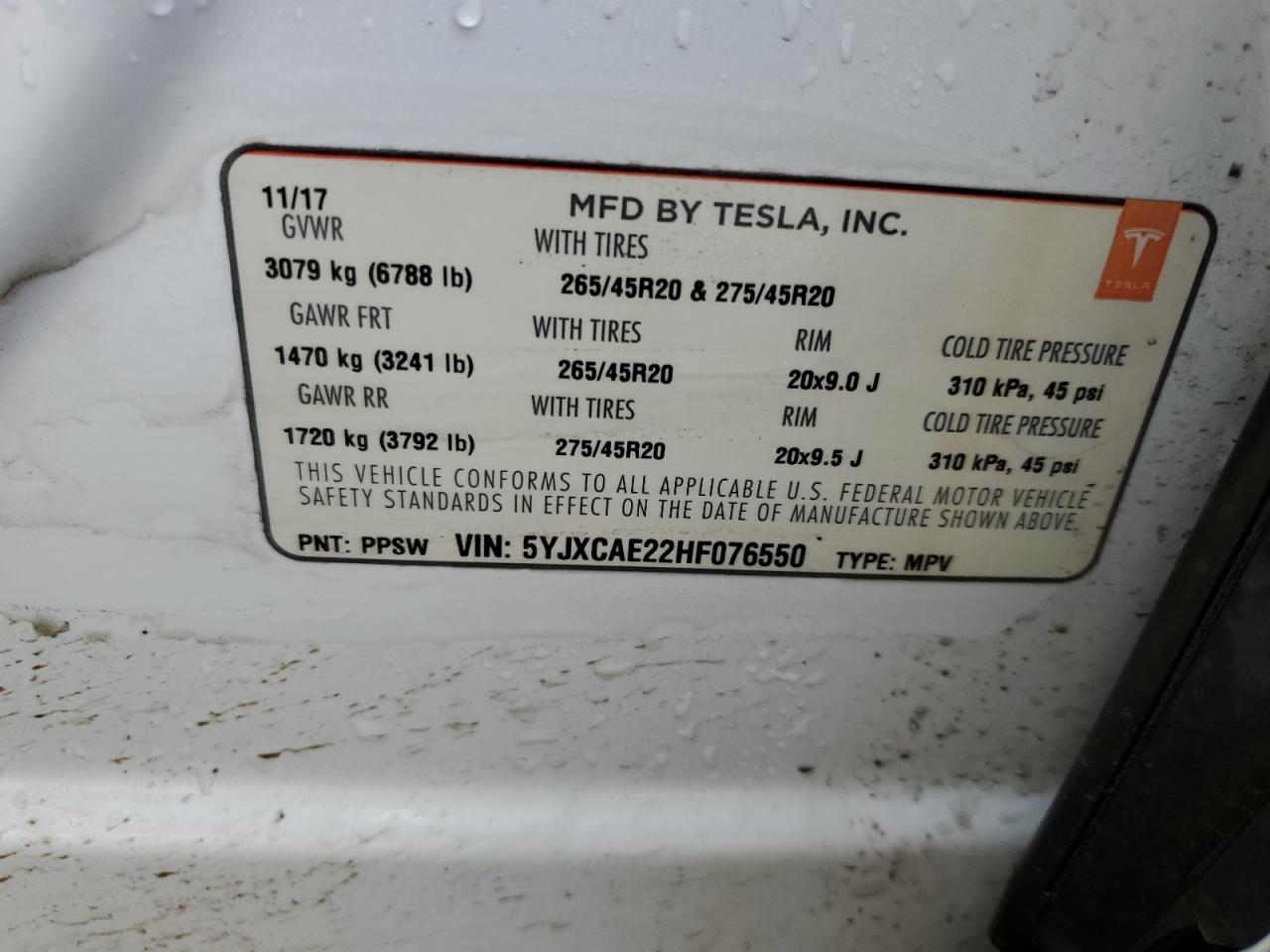 Photo 13 VIN: 5YJXCAE22HF076550 - TESLA MODEL X 