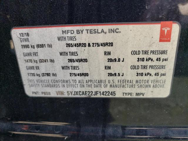 Photo 13 VIN: 5YJXCAE22JF142245 - TESLA MODEL X 