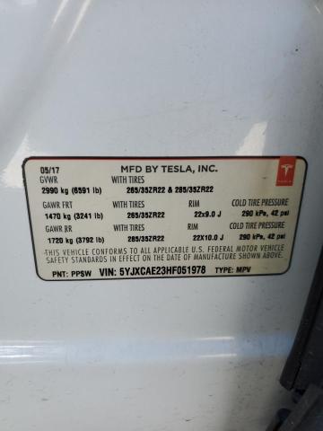 Photo 12 VIN: 5YJXCAE23HF051978 - TESLA MODEL X 