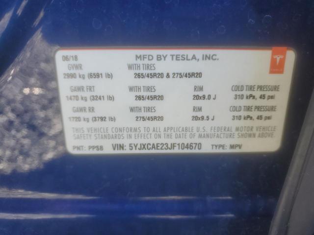 Photo 12 VIN: 5YJXCAE23JF104670 - TESLA MODEL X 