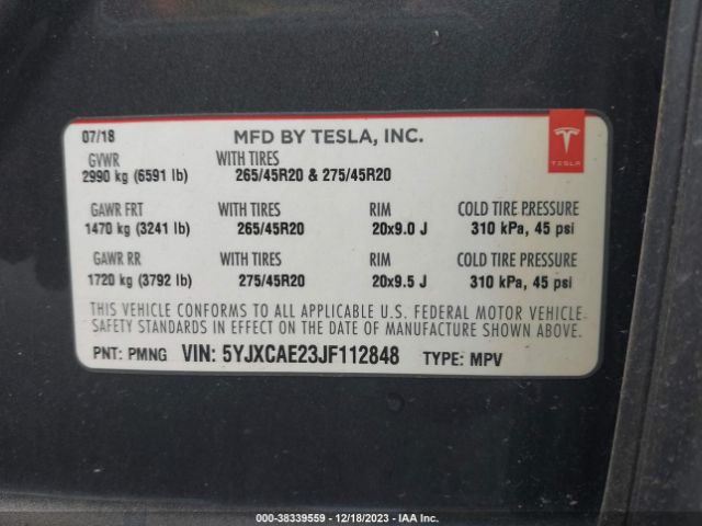 Photo 8 VIN: 5YJXCAE23JF112848 - TESLA MODEL X 