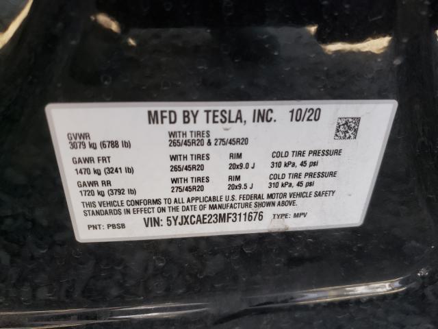 Photo 9 VIN: 5YJXCAE23MF311676 - TESLA MODEL X 