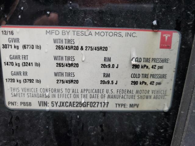 Photo 11 VIN: 5YJXCAE25GF027177 - TESLA MODEL X 