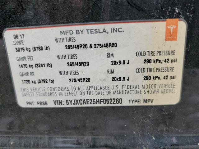 Photo 11 VIN: 5YJXCAE25HF052260 - TESLA MODEL X 