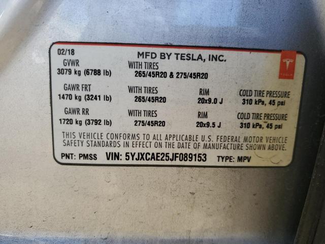 Photo 12 VIN: 5YJXCAE25JF089153 - TESLA MODEL X 