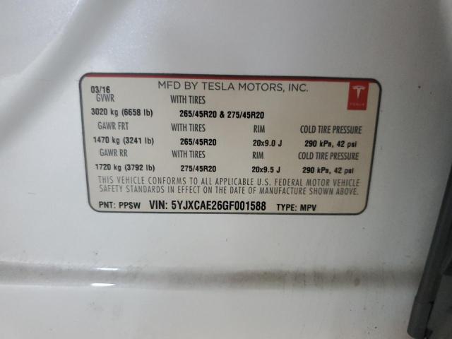 Photo 11 VIN: 5YJXCAE26GF001588 - TESLA MODEL X 