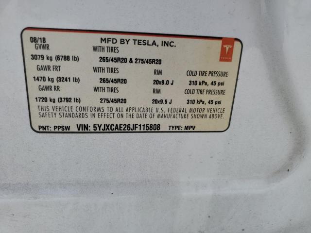 Photo 12 VIN: 5YJXCAE26JF115808 - TESLA MODEL X 