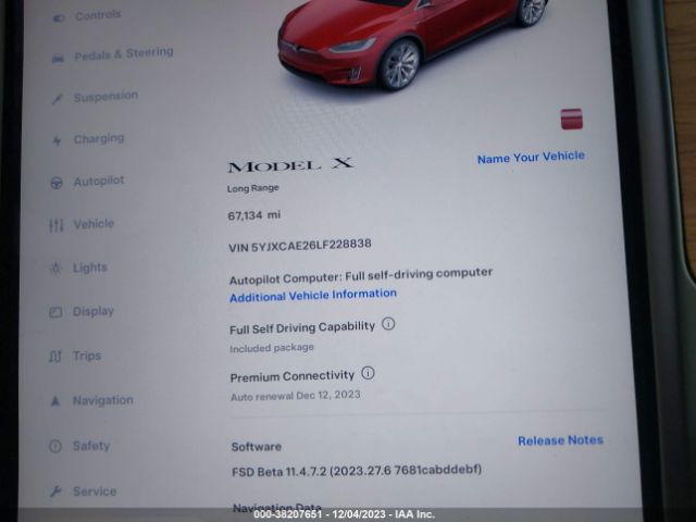 Photo 6 VIN: 5YJXCAE26LF228838 - TESLA MODEL X 