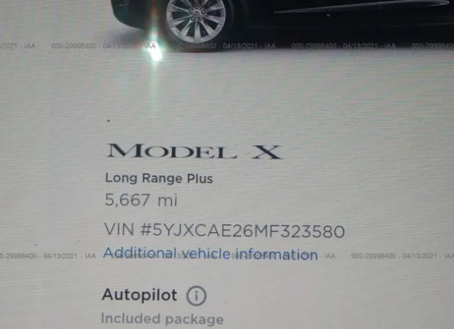 Photo 6 VIN: 5YJXCAE26MF323580 - TESLA MODEL X 