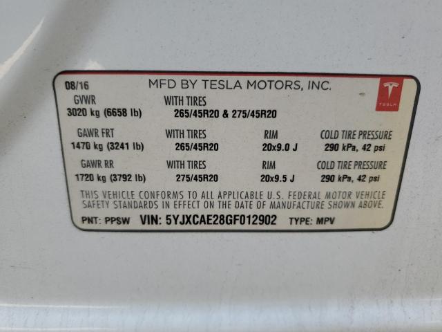 Photo 12 VIN: 5YJXCAE28GF012902 - TESLA MODEL X 