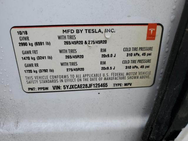 Photo 12 VIN: 5YJXCAE28JF125465 - TESLA MODEL X 