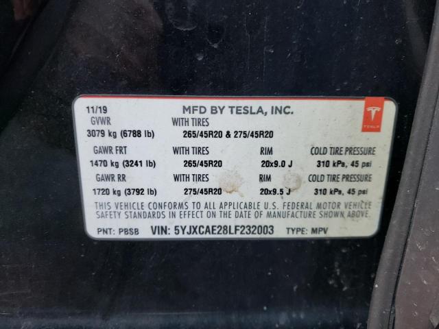 Photo 12 VIN: 5YJXCAE28LF232003 - TESLA MODEL X 