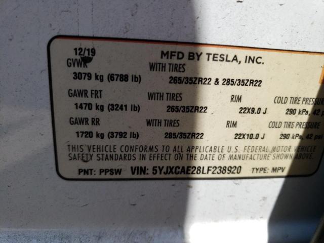 Photo 12 VIN: 5YJXCAE28LF238920 - TESLA MODEL X 